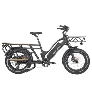 จักรยานบรรทุกสินค้าไฟฟ้าสำหรับครอบครัว48V หางยาวสำหรับบรรทุกอาหาร12.8ah eBike ไฟฟ้าหางยาว