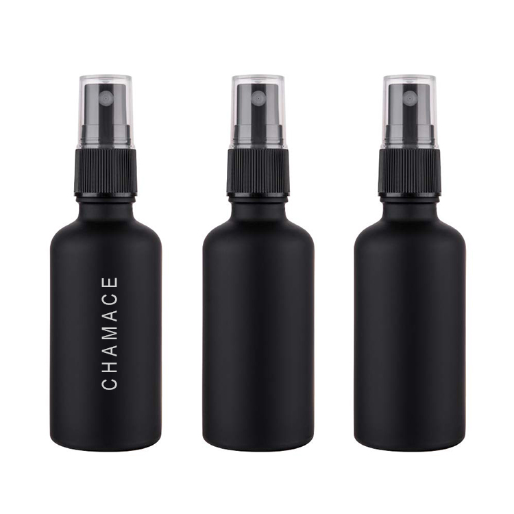 Refillable 5ml 10ml 15ml 20ml 30ml 1oz 50ml 100ml Matte Black Glass Fine Mist Spray Bottle with Spray Pump Cap for Hair Spray