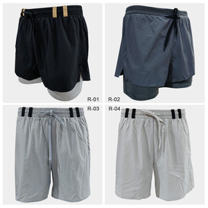 Pantalones Cortos Deportivos Personalizados con Logotipo para Hombre, 2 en <span class=keywords><strong>1</strong></span>, Transpirables, Secado Rápido, con Cremalleras, Bolsillo Trasero para Teléfono, Pantalones Cortos Deportivos para Hombre - Product Image 5