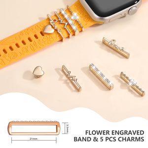 Upro Fashion Wholesale Heart Watch Strap Charms Pack pour bracelet Apple Watch en silicone, ensemble d'anneaux décoratifs, accessoires pour bracelet de montre - Product Image 6