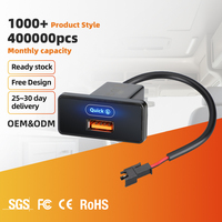 Prise de chargeur USB QC3.0 12V/24V pour voiture, 18W, charge rapide, lumière LED bleue intégrée, montage sur panneau pour moto, camping-car, bateau, yacht