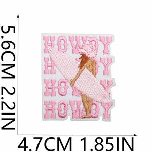 Iron on Embroidered pink Style Beach Time Sea Star Boots Howdy Sea House Crab Dolphin Patch for Clothing <b>Hat</b> <b>Bag</b> Decoration - Product Image 6