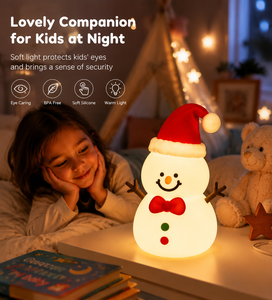 Lampe d'ambiance de chevet pour chambre à coucher, veilleuse bonhomme de neige de Noël, cadeau de Noël - Product Image 1
