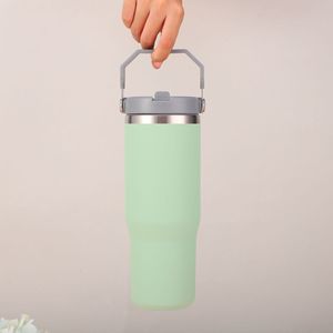 DD3865 Gobelet isotherme classique en acier inoxydable avec paille rabattable, 30/20 oz, anti-fuite, avec poignée, pour le camping et le bureau - Product Image 4