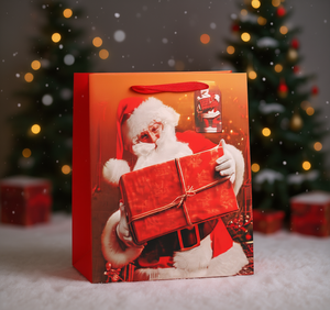 Sacchetto Regalo di Natale in Plastica di Media Dimensione con Design Babbo Natale per Confezioni Regalo Festive - Product Image 2