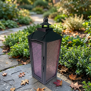 Farol Cónico de Metal Negro Vintage, Portavelas Decorativo de Vidrio, Diseño Artesanal Hecho a Mano para Ramadán, Eid, Bodas, Decoración de Mesa para el Hogar - Product Image 1
