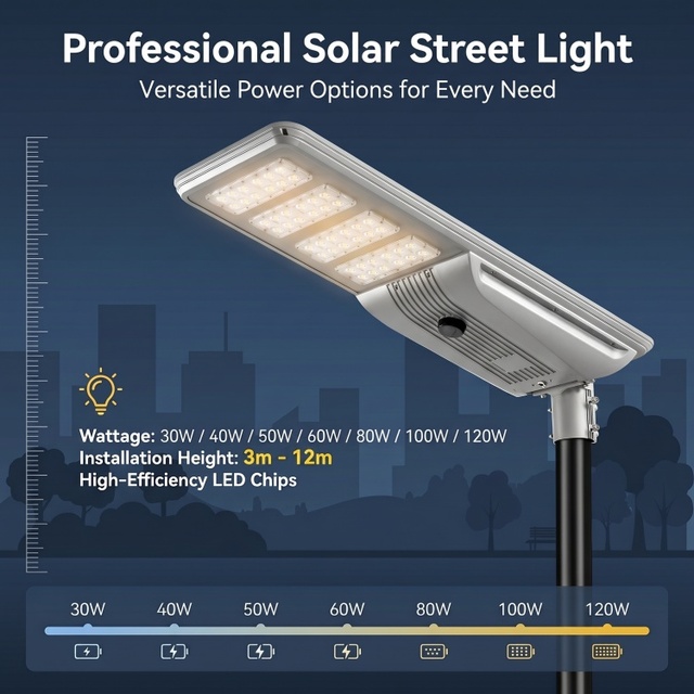 Robust Smart Smart Lighting System 30w 40w 50w 60w 80w 100w 120w LED Solar Street Light for Park Walkway