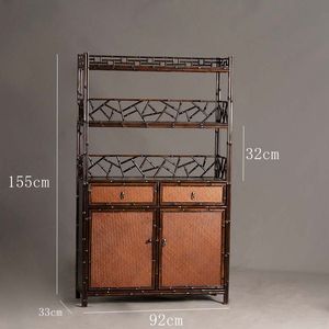 Bibliothèque en bambou violet, grand meuble de rangement pour salons de thé, clubs et salles d'étude ; armoire à thé classique ; étagère en bambou pour le thé - Product Image 3