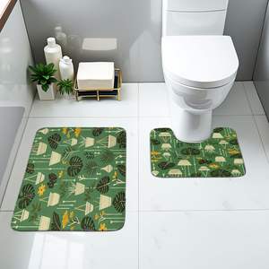 Juego de alfombrillas de baño de tierra diatomeas con diseño en forma de U y patrón de hojas, absorbentes y de diseño minimalista para cubrir el suelo del baño. - Product Image 3