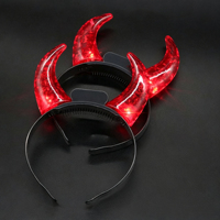 Serre-tête créatif lumineux en forme de cornes de vache, LED clignotantes, cornes de diable fluorescentes, fonctionnant sur piles, réutilisable, pour Noël et anniversaire