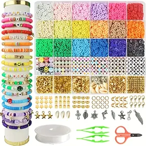 Kit diy gaya Bohemian untuk anak-anak manik-manik tanah liat Kit pembuatan perhiasan Diy anak-anak warna-warni