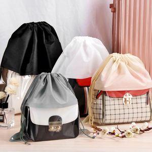 Sac de rangement pour chaussures en tissu non tissé épaissi et plastique transparent, anti-poussière, résistant à l'eau, recyclable, avec cordon de serrage, pour femme, tendance - Product Image 3