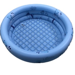 Inflatable Round Water <b>Pool</b> For Kids CM130 Blue With Ocean Design Three Ring Bottom Home Use PVC Material - Product Image 5