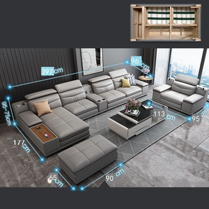 Mikrofaser-Leder Gefülltes Kombinations-<span class=keywords><strong>L</strong></span>-förmiges <span class=keywords><strong>Sofa</strong></span> mit Verstecktem Stauraum Modernes Minimalistisches Design für Große Apartment-Wohnzimmer - Product Image 6