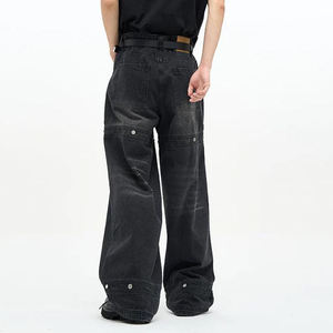 High Quality Fashion Baggy <b>Jeans</b> <b>Men</b> Straight Stitching Decorative Rivet Black <b>Jeans</b> Wash Vintage Streetwear <b>Jeans</b> Pants <b>for</b> <b>Men</b> - Product Image 4
