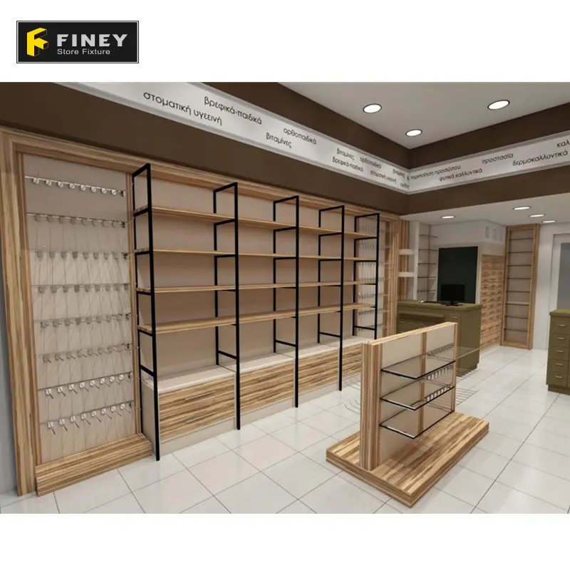 Shelf With Light Pharmacy Chain Store Standard Mdf Wooden Pharmacy Shelves With Light Retail
