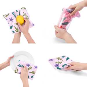 ผ้าขนหนูซับน้ำในครัวผ้าไมโครไฟเบอร์ผ้า<span class=keywords><strong>ชา</strong></span>หนึ่งแพ็คพิมพ์ลายดอกไม้แบบพิเศษ - Product Image 3