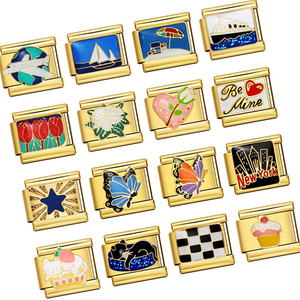 Bracciale con Charm Italiano Personalizzabile Fai da Te in Acciaio Inossidabile Dorato a Stella, a Griglia, a Forma di Animale, per Gioielli da 9mm - <span class=keywords><strong>Alta</strong></span> Qualità, Vendita all'Ingrosso - Product Image 2