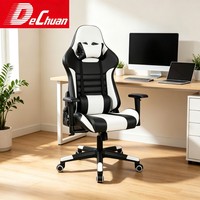 Chaise de jeu ergonomique confortable en cuir PU avec mécanisme d'inclinaison et hauteur réglable pour l'e-sport et le bureau à domicile