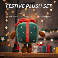 OEM ODM Boîte cadeau de Noël personnalisée, Père Noël, ensemble de coussins décoratifs en maille brodée super douce pour l'arbre de Noël
