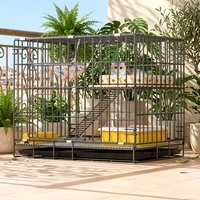 Cage pour chat à double étage, pliable, simple, écologique, durable, grande taille, maison pour chat d'intérieur avec rangement pratique