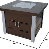 38 pouces (environ) Table de foyer extérieur au propane de 96,5 cm avec foyer transparent et finition bicolore
