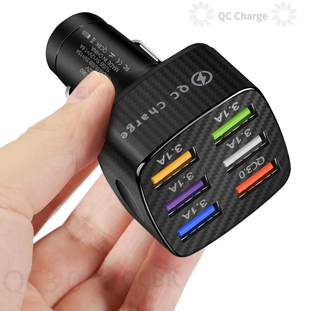 6 Ports USB Car Charge 48W Quick 15A Mini Fast Charging For iPhone 11 Mobile Phone Charger Adapter in Car charger