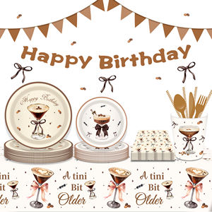 MM338 Martini <span class=keywords><strong>Espresso</strong></span> Dessert per feste Set piatti di carta Martini tovaglioli tazze per decorazioni di nozze di compleanno - Product Image 4