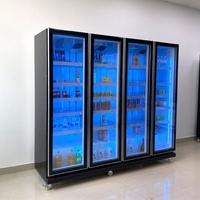Réfrigérateur à boissons à porte vitrée haute visibilité, refroidissement par air sans givre pour supermarché