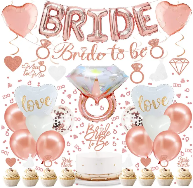 Rose Gold Bride To Be Bridal Shower Decoração Balão Banner guirlanda Bolo topper Confetti para fontes do partido de noivado do casamento