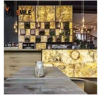 Plaqué de Pierre Translucide Ultra-Mince, Revêtement Mural Flexible en Marbre Décoratif, pour Bar, Club, KTV