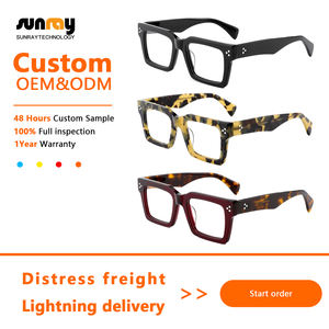 Montura de Gafas Ópticas Cuadradas con Aro Completo, Acetato, Lujo, Moda, Anti-Radiación, Bloqueador de Luz Azul, Unisex, Gafas Anti-Luz Azul - Product Image 2