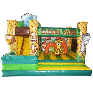 Aire de jeux extérieure personnalisée avec toboggan combiné, thème jungle, parc safari, château gonflable pour enfants, location pour fête d'enfants - Product Image 1