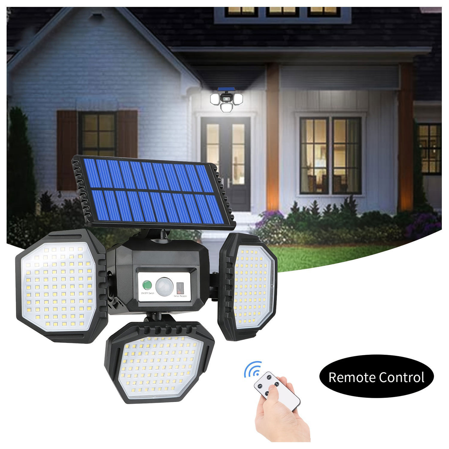Outdoor Garden Solar Lights 234 LED Used in the Courtyard Garage IP65 Waterproof Solar Motion Sensor Remote Control Light