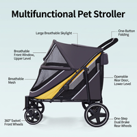 Poussette pliable légère à 4 roues pour chiens et chats, avec panier en maille, chariot de transport manuel pour extérieur – Toutes saisons