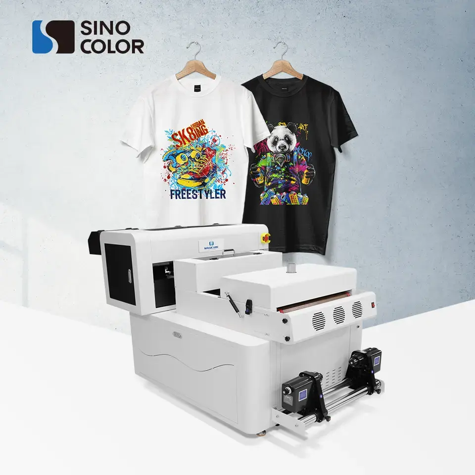 Reliable manufacturer 40/80cm 2 i1600/i3200 heads with powder shaker baking machine DIY t-shirt large dtf garment printer