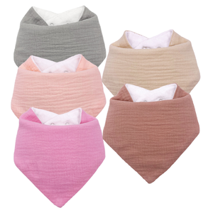 Bandana Bayi Segitiga Lembut, Bib Anti Air Liur Warna Solid Bahan Muslin dengan Kancing, Dapat Dicuci, Dapat Disesuaikan untuk Bayi Laki-laki dan Perempuan yang Sedang Tumbuh Gigi - Product Image 3