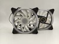 Ventilador de Refrigeración RGB de Doble Bucle de 12 cm 12025 para Caja de Ordenador, Rodamiento Fluido, Plástico Negro y Blanco, LED Arcoíris, 12 V CC, 18 dBA