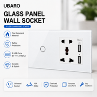 UBARO 146 Temperli Cam 2'li Dokunmatik Duvar Anahtarı Evrensel Priz Çift USB 5V 2100mA Çok Fonksiyonlu Güç Çıkışı Ev Otel İçin