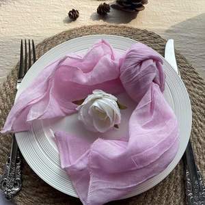 Custom Plain White Linen Napkins 100% Cotton Stone Washed Thick Modern Style <b>Table</b> Napkins for Wedding Dinner Classic Fabric - Product Image 2