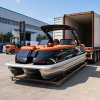 Nouveau bateau ponton en aluminium de 22 pieds, 12 personnes, moteur hors-bord, pêche, échelle de bain, arche sportive, console, certifié CE, personnalisable