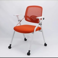 Chaise de formation au design moderne, en tissu, avec roulettes en PP, chaise de bureau en maille, pliable, réglable en hauteur, dossier ouvert