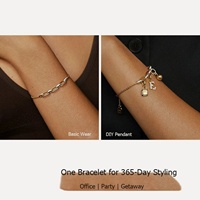Bracelets FUAMAY en argent S925 avec zircon et chaîne cubaine, breloques DIY, chaîne de créateur, pendentif cœur vintage et fermoir perle