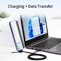 Câble USB Type C de charge rapide 240W 100W 60W 3A avec support de téléphone intégré incliné naturellement à 70 degrés, câble de synchronisation tressé