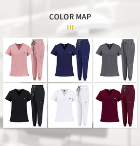 Pantalones Jogger con Cuello en V, Uniformes Médicos Elásticos en 4 Direcciones, Conjuntos de Uniformes de Enfermería al por Mayor, Uniformes Médicos de Poliéster, Rayón y Spandex de Fábrica - Product Image 5