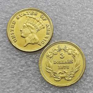1854,1870,1875,1876 Koin Peringatan "Kepala Putri India" 3 Dolar Amerika Serikat, Hadiah, Dekorasi Rumah - Product Image 6