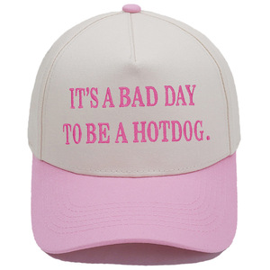 Divertente cappellino da baseball vintage ricamato con la scritta 'IT'S A BAD DAY TO BE A HOTDOG' a blocchi di colore, per uomo e donna, casual, per l'uso all'aperto. - Product Image 6