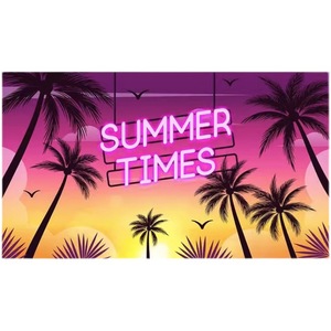 วอลเปเปอร์กันน้ำป้องกันไฟฟ้าสถิตย์ลายพระอาทิตย์ตกดินชายหาดฮาวาย ต้นปาล์มเอเชียตะวันออกเฉียงใต้ สำหรับตกแต่งร้านอาหารไทย บาร์สไตล์แคมป์ปิ้ง - Product Image 5