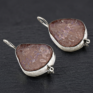925artpalace Romantic Rose Quartz Gemstone Silver <b>Earrings</b> with Attractive Crystal - Product Image 1