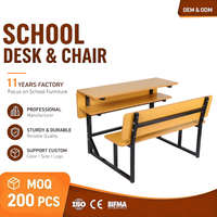 Ensemble de chaise et de bureau d'étudiant pour salle de classe moderne, intégré, réglable, confortable, ignifuge, design écologique et durable pour l'école
